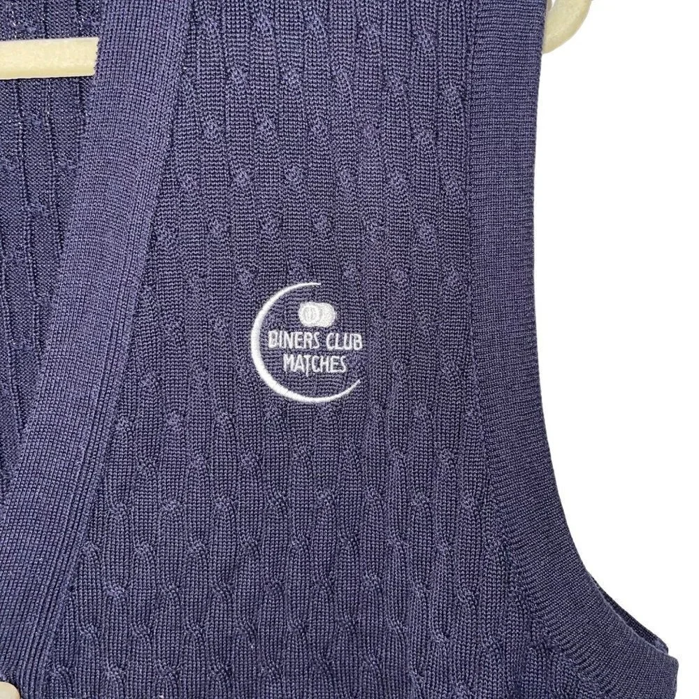 Nicklaus Diner's Club Matches Vintage Mens Vest Size Large Blue Button Cotton